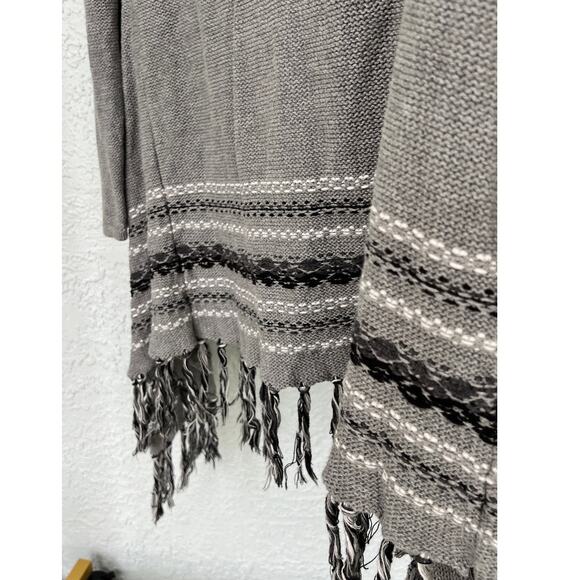 Cabi Cotton Knitted Cardigan Boho Country Style Gray Small Fringe - Picture 6 of 8